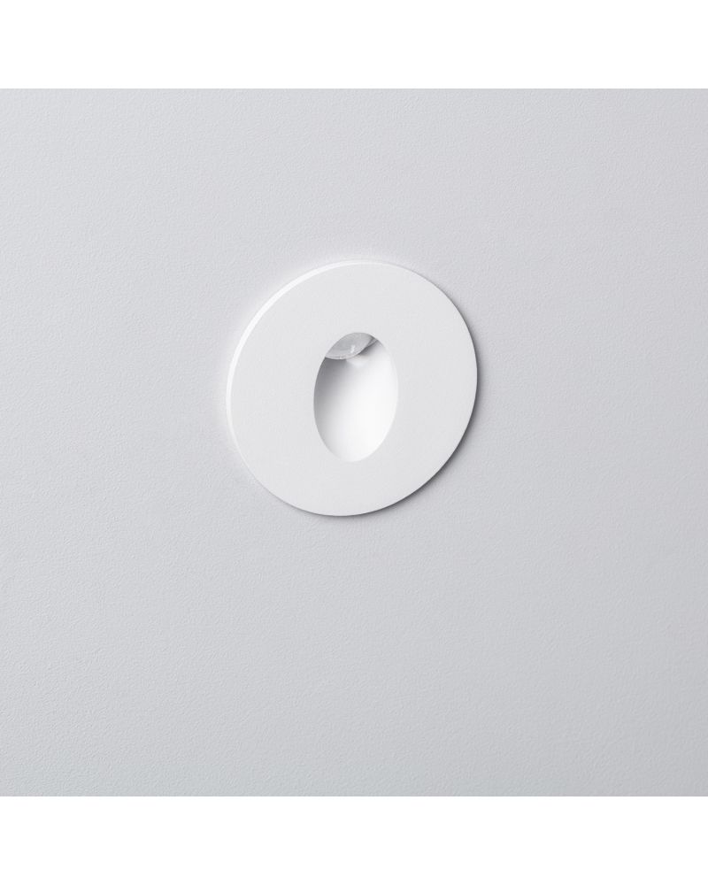 Balise LED 1W Encastrable au Mur Ronde Blanche Adam