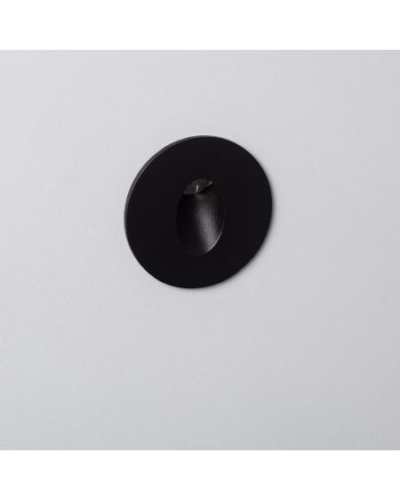 Balise LED 1W Encastrable au Mur Ronde Adam Noire