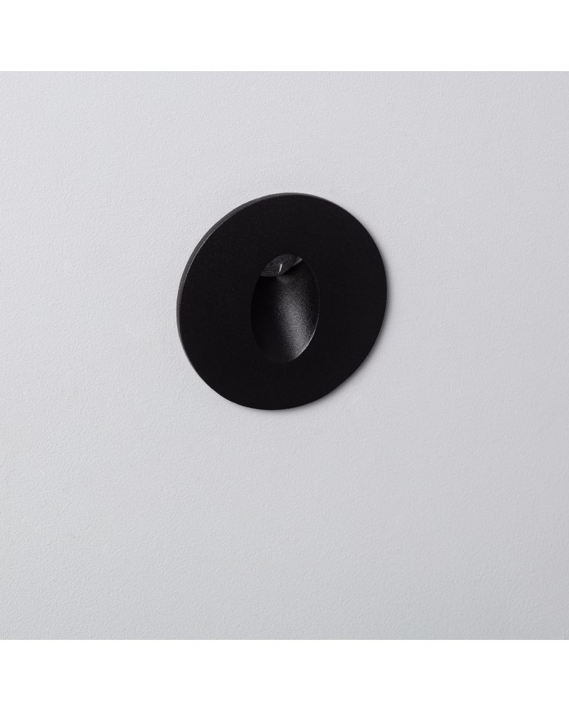 Balise LED 1W Encastrable au Mur Ronde Adam Noire