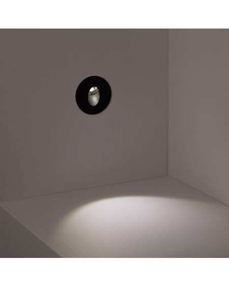 Balise LED 1W Encastrable au Mur Ronde Adam Noire