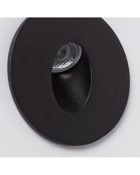 Balise LED 1W Encastrable au Mur Ronde Adam Noire