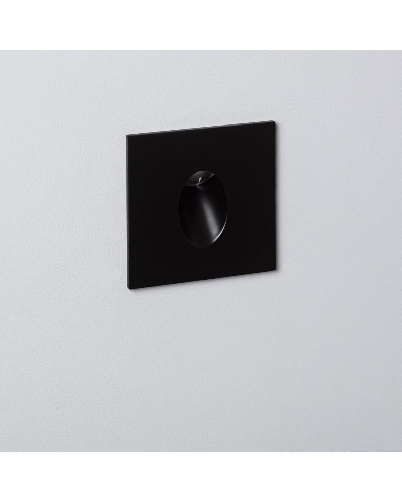 Balise LED 1W Encastrable au Mur Carrée Noire Adam