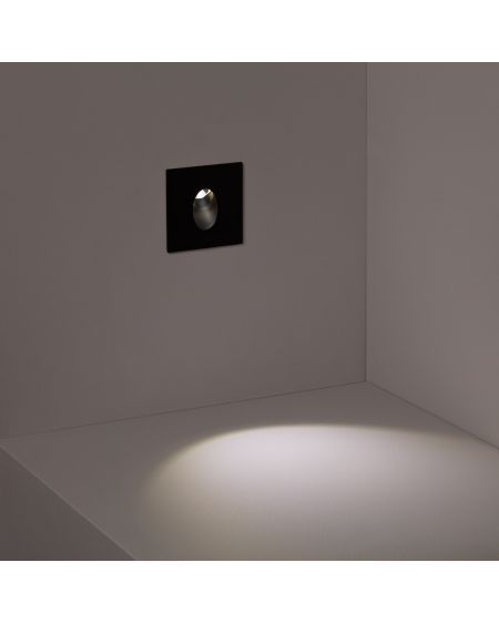 Balise LED 1W Encastrable au Mur Carrée Noire Adam