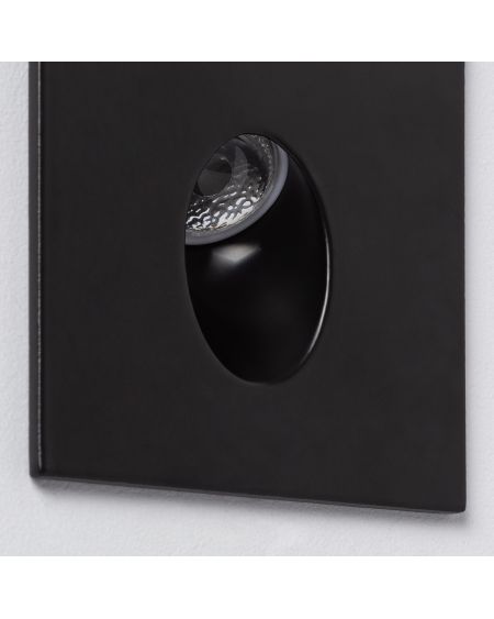 Balise LED 1W Encastrable au Mur Carrée Noire Adam