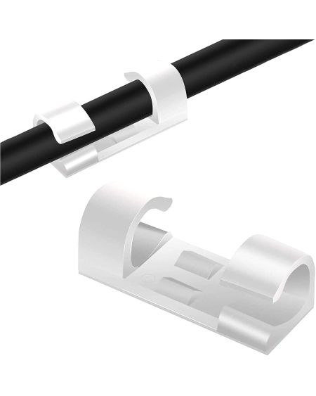 Pack 20 Clips de Fixation Auto-adhésifs Organisateur pour Câble Ø 8mm