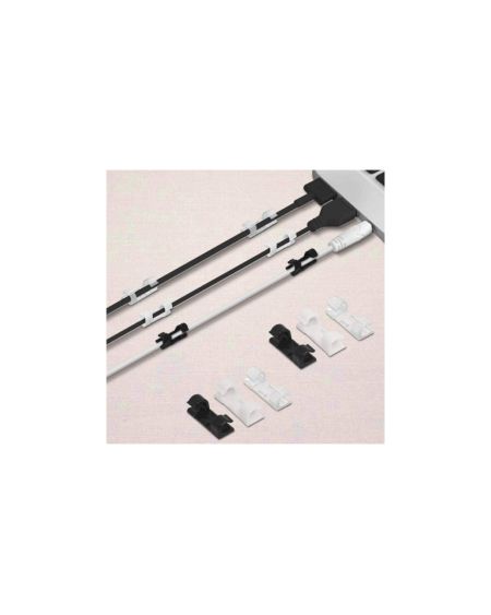 Pack 20 Clips de Fixation Auto-adhésifs Organisateur pour Câble Ø 8mm
