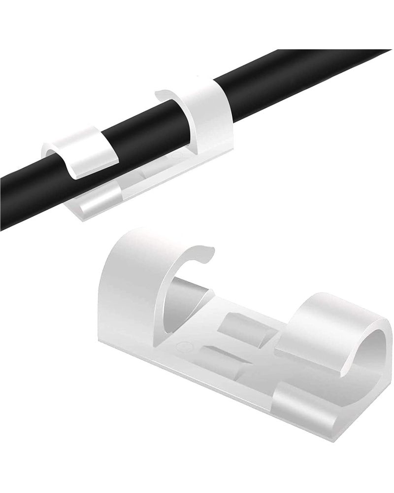 Pack 20 Clips de Fixation Auto-adhésifs Organisateur pour Câble Ø 10mm
