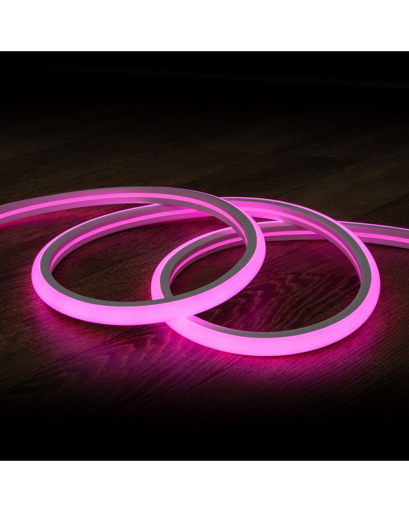 Gaine Néon LED Flexible Dimmable 7.5W/m 220V AC 120LED/m Semi-circulaire 180° Rose IP67 sur Mesure Coupe tous les 100cm
