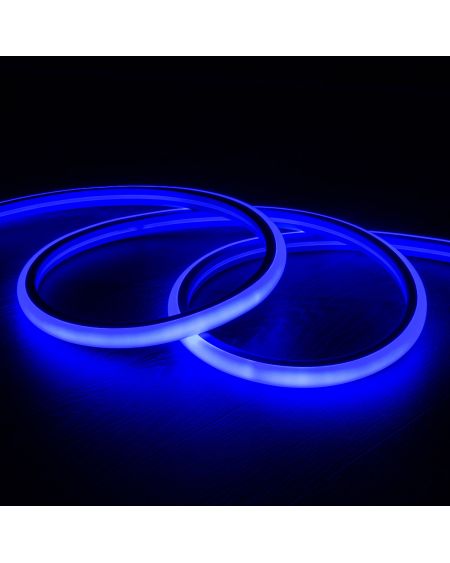 Gaine Néon LED Flexible Dimmable 7.5W/m 220V AC 120LED/m Semi-circulaire 180° Bleu IP67 sur Mesure Coupe tous les 100cm