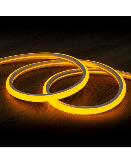 Gaine Néon LED Flexible Dimmable 7.5W/m 220V AC 120LED/m Semi-circulaire 180° Jaune IP67 sur Mesure Coupe Tous les 100cm