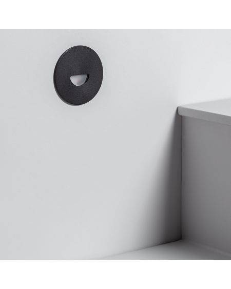 Balise LED Extérieure 2W Encastrable au Mur Ronde Guell Noire