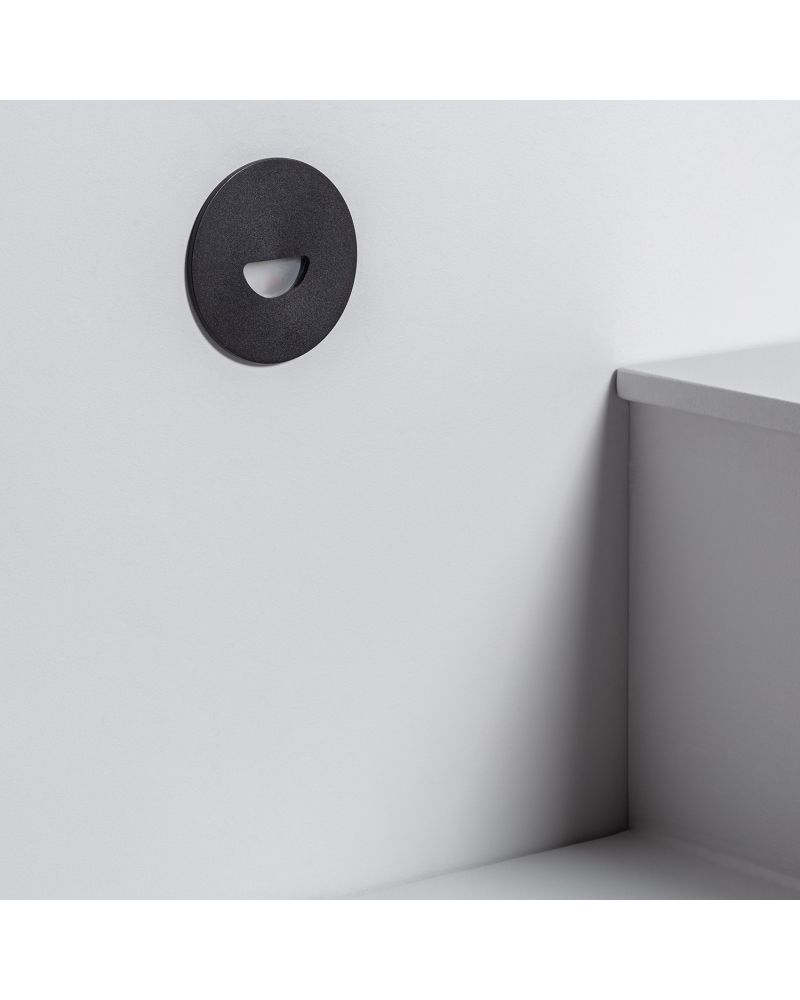 Balise LED Extérieure 2W Encastrable au Mur Ronde Guell Noire