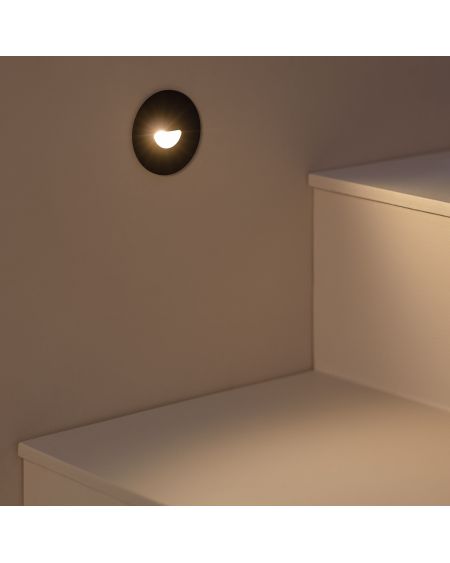 Balise LED Extérieure 2W Encastrable au Mur Ronde Guell Noire