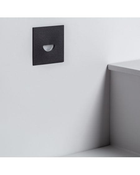 Balise LED Extérieure 2W Encastrable au Mur Carrée Guell Noire