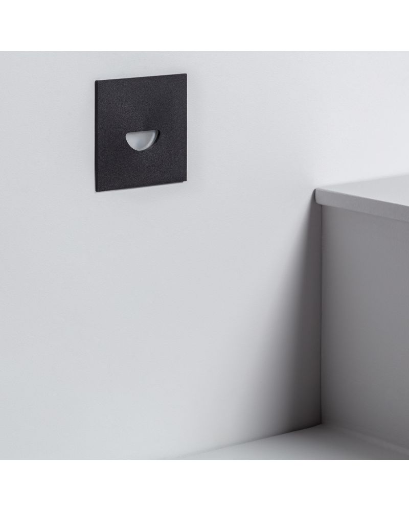 Balise LED Extérieure 2W Encastrable au Mur Carrée Guell Noire