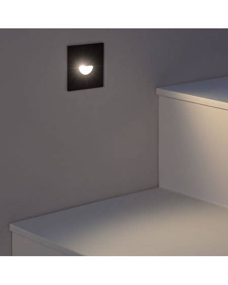 Balise LED Extérieure 2W Encastrable au Mur Carrée Guell Noire