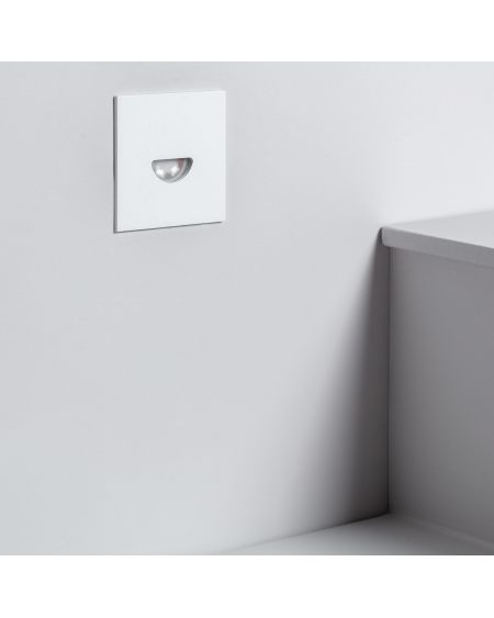 Balise LED Extérieure 2W Encastrable au Mur Carrée Guell Blanche
