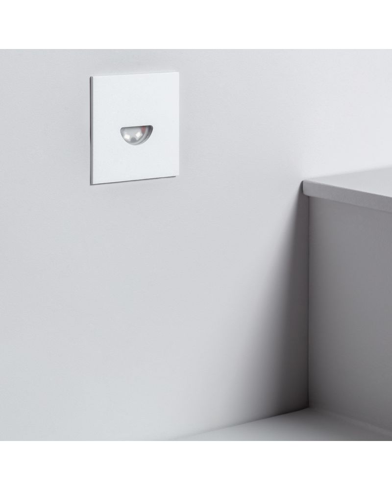 Balise LED Extérieure 2W Encastrable au Mur Carrée Guell Blanche