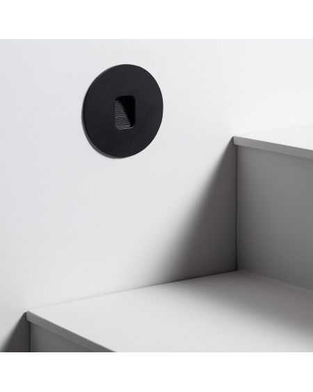 Balise LED Extérieure 2W Encastrable au Mur Ronde Grasset Noire
