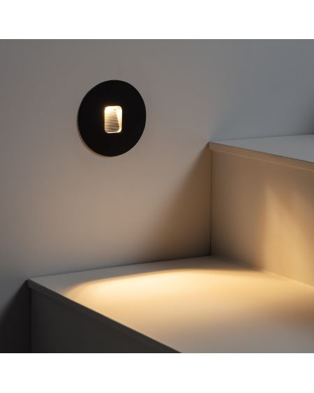 Balise LED Extérieure 2W Encastrable au Mur Ronde Grasset Noire