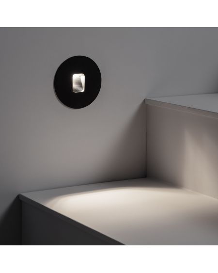 Balise LED Extérieure 2W Encastrable au Mur Ronde Grasset Noire
