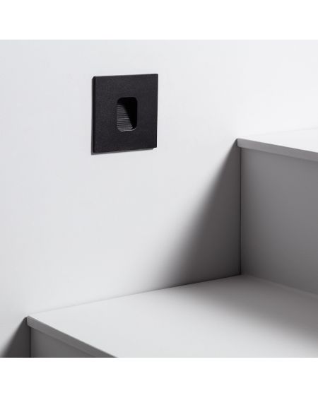 Balise LED Extérieure 2W Encastrable au Mur Carrée Grasset Noire