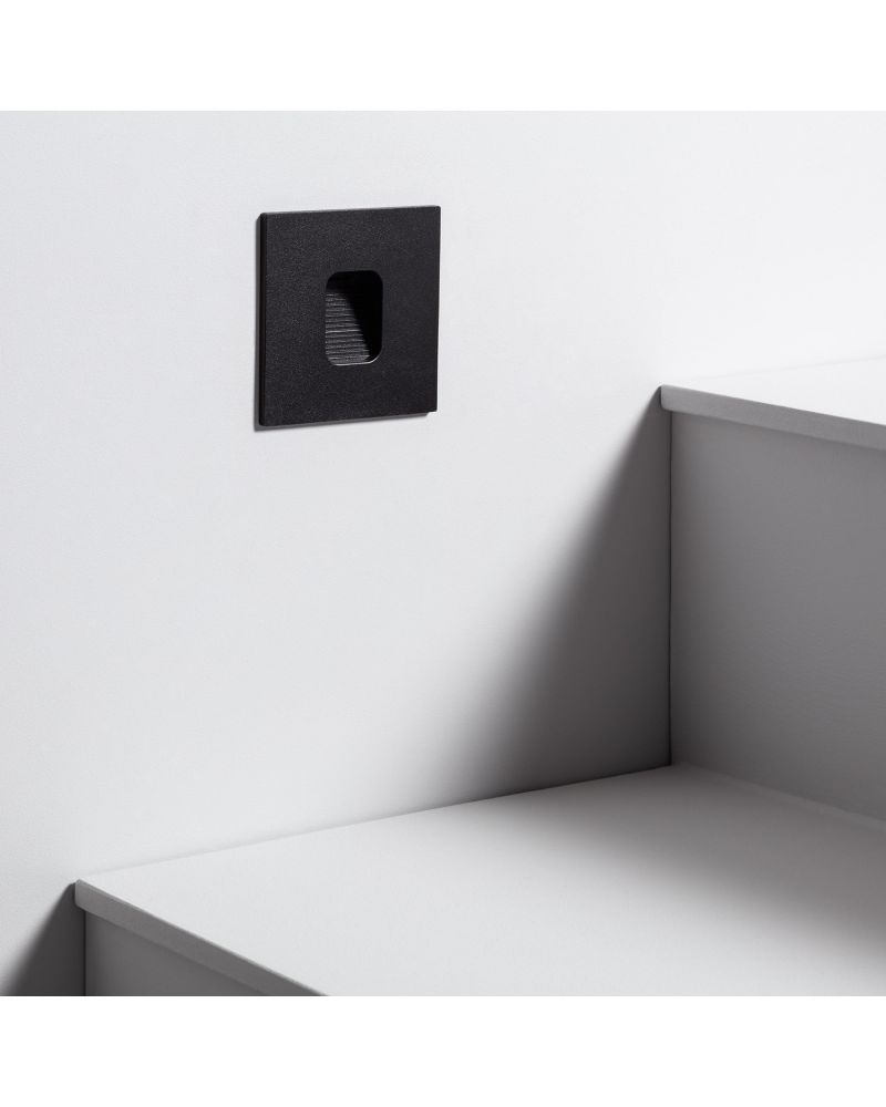 Balise LED Extérieure 2W Encastrable au Mur Carrée Grasset Noire