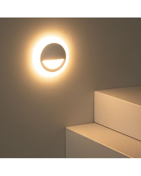 Balise Extérieure Murale LED Encastrable 3W Ronde Occulare Blanche