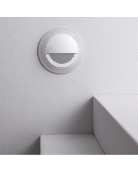 Balise Extérieure Murale LED Encastrable 3W Ronde Occulare Blanche
