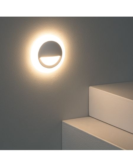 Balise Extérieure Murale LED Encastrable 3W Ronde Occulare Blanche