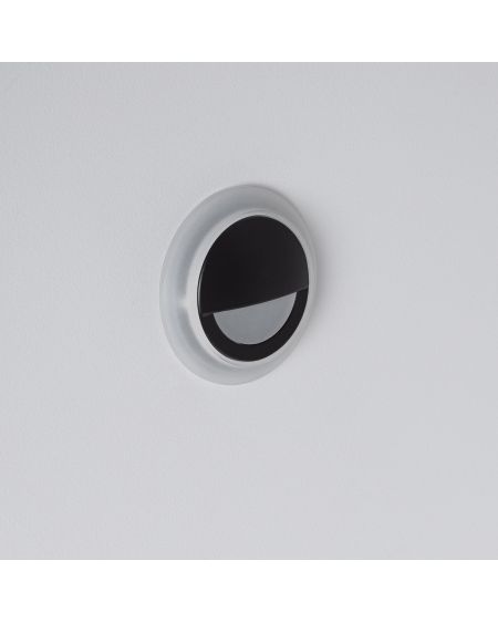 Balise LED Extérieure 3W Encastrable au Mur Ronde Occulare Noire