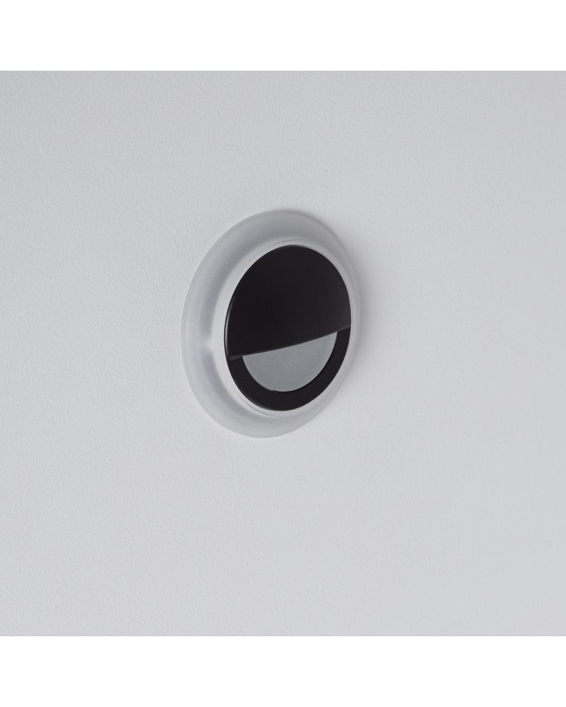 Balise LED Extérieure 3W Encastrable au Mur Ronde Occulare Noire