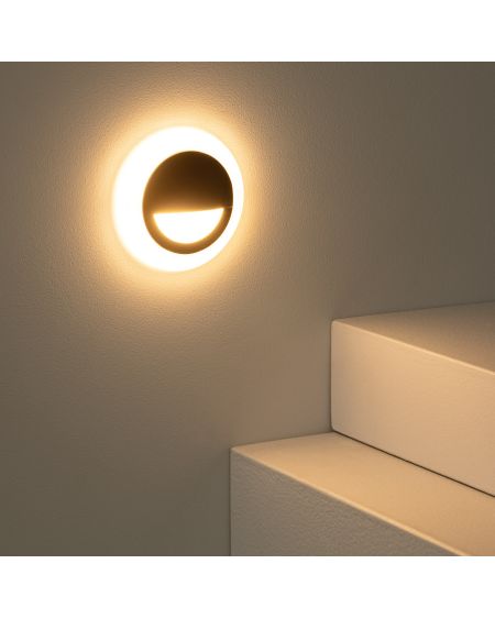 Balise LED Extérieure 3W Encastrable au Mur Ronde Occulare Noire