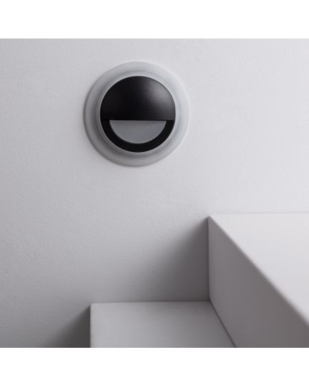 Balise LED Extérieure 3W Encastrable au Mur Ronde Occulare Noire