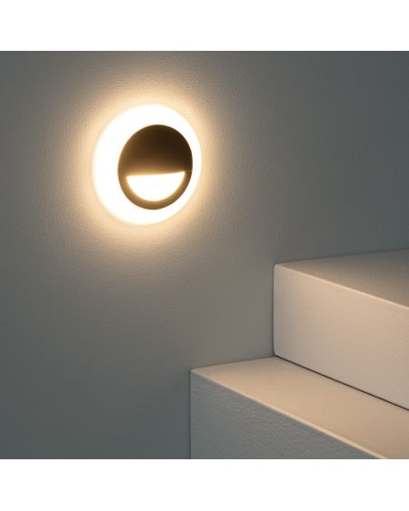 Balise LED Extérieure 3W Encastrable au Mur Ronde Occulare Noire
