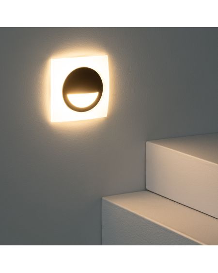 Balise LED Extérieure 3W Encastrable au Mur Carée Occulare Noire