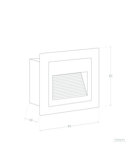 Balise LED Extérieure 3W Encastrable au Mur Carée Wabi Noire