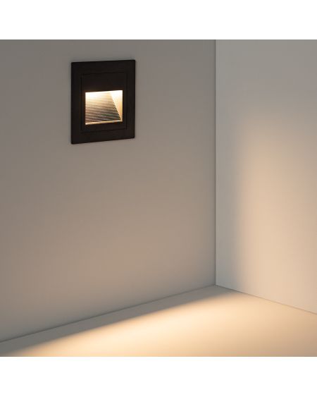 Balise LED Extérieure 3W Encastrable au Mur Carée Wabi Noire