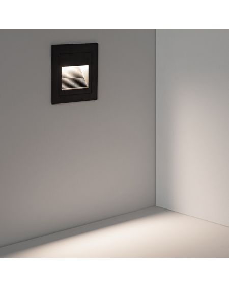 Balise LED Extérieure 3W Encastrable au Mur Carée Wabi Noire