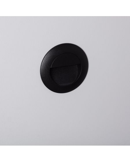 Balise LED Extérieure 3W Encastrable au Mur Ronde Wabi Noire