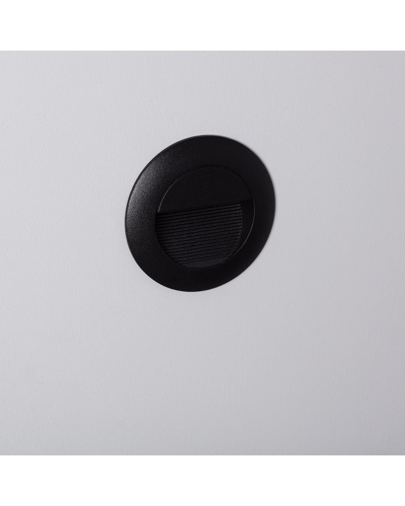Balise LED Extérieure 3W Encastrable au Mur Ronde Wabi Noire
