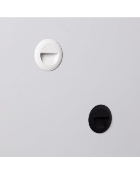 Balise LED Extérieure 3W Encastrable au Mur Ronde Wabi Noire