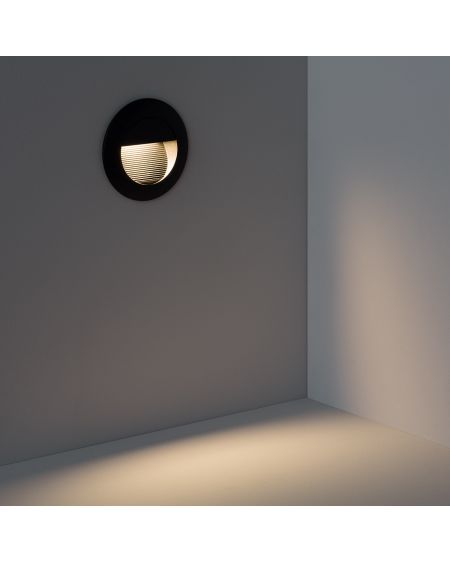 Balise LED Extérieure 3W Encastrable au Mur Ronde Wabi Noire