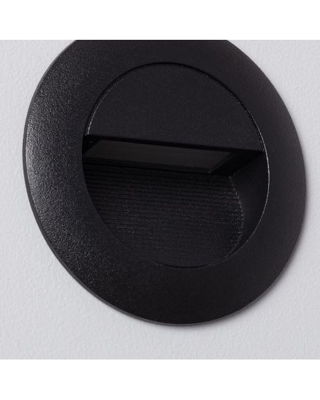 Balise LED Extérieure 3W Encastrable au Mur Ronde Wabi Noire