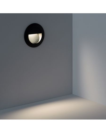 Balise LED Extérieure 3W Encastrable au Mur Ronde Wabi Noire