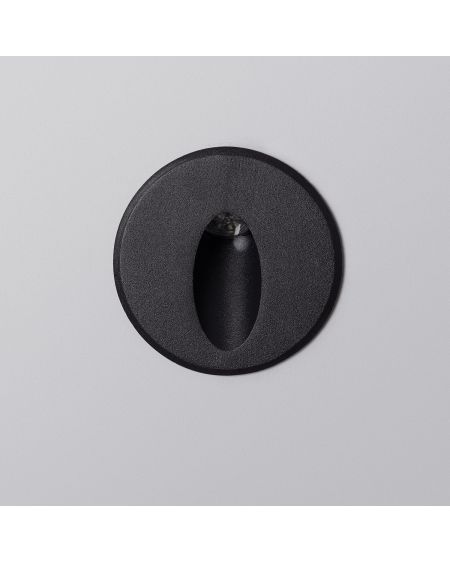 Balise LED Extérieure 3W Encastrable au Mur Ronde Bombée Wabi Noire