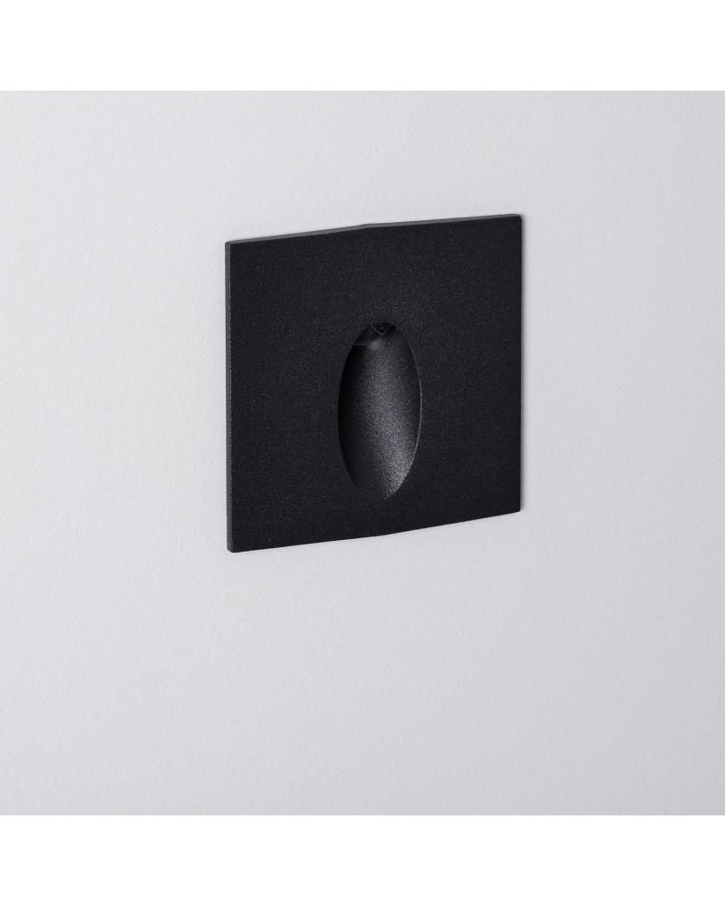Balise LED Extérieure 3W Encastrable au Mur Carée Bombée Wabi Noire