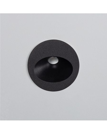 Balise Extérieure Murale LED Encastrable 2W Ronde Coney Noire