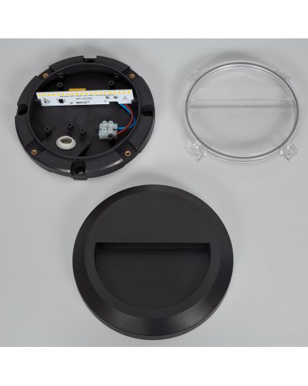 Balise LED Extérieure 1W En Saillie au Mur Ronde Edulis Noire