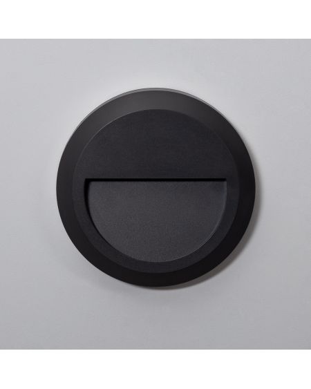 Balise LED Extérieure 1W En Saillie au Mur Ronde Edulis Noire